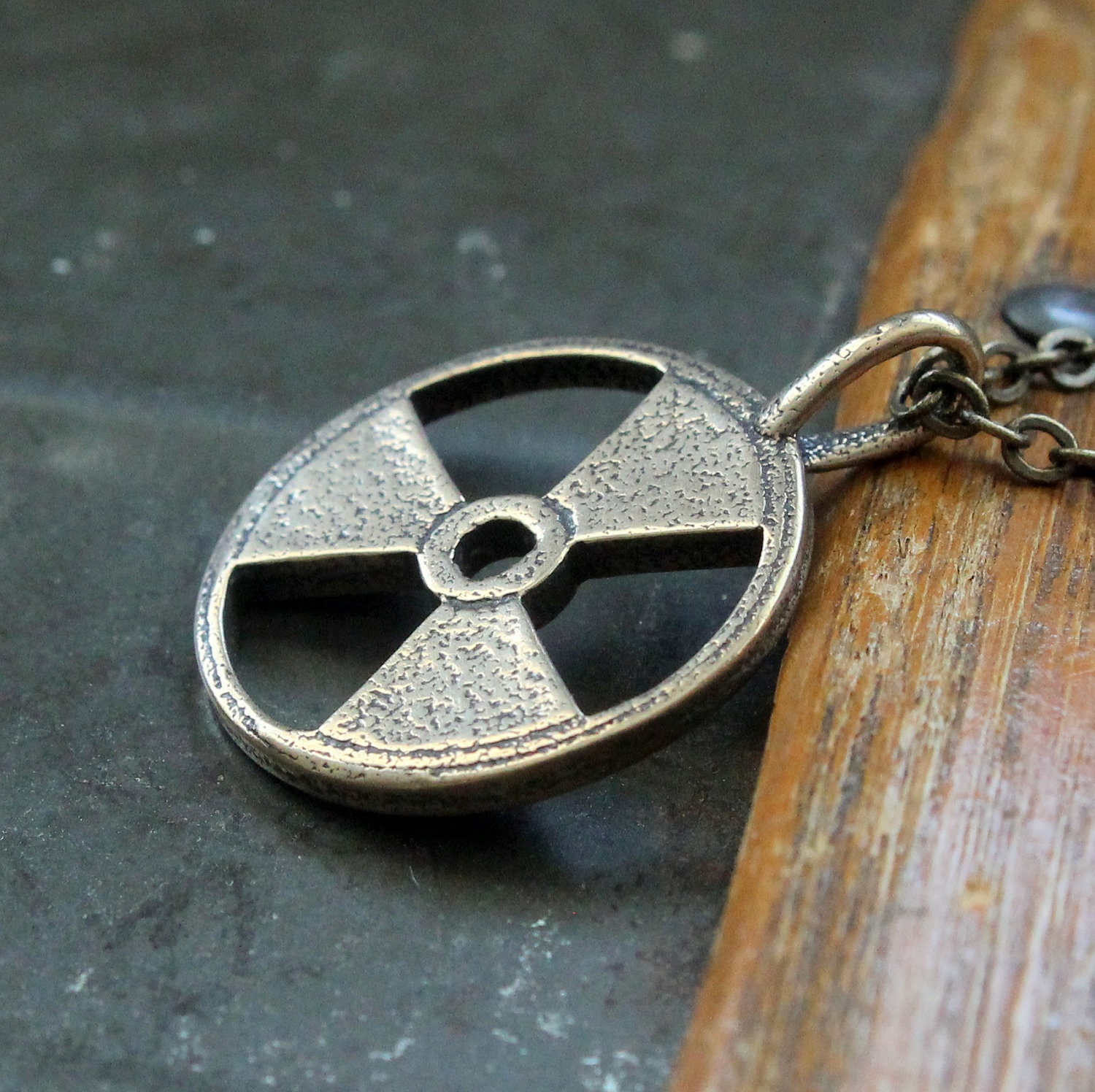 Radioactive Symbol Necklace Trefoil in Solid Bronze