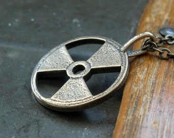 Radioactive Symbol Necklace Trefoil in Solid Bronze