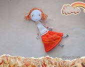 Art Doll Brooch Summer Girl mixed media collage