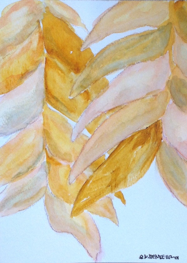 Unusual Grass Seeds (Macro)  by Nan Henke, Original Watercolor 5x7 Painting