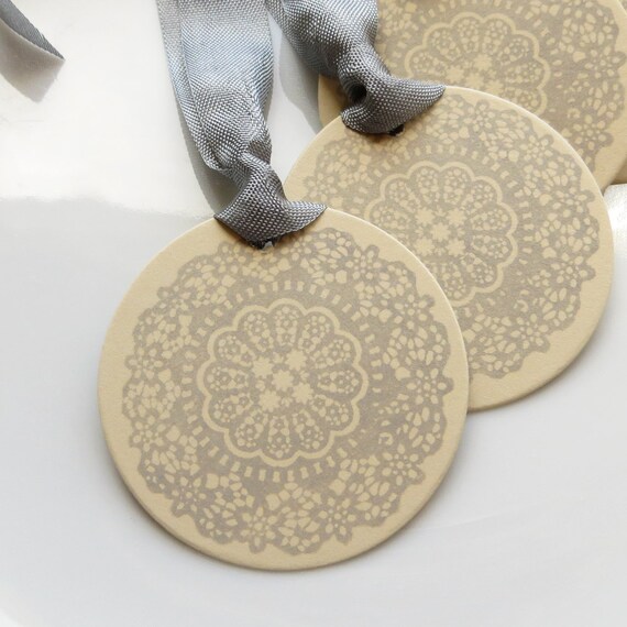 Doily Gift Tags - Set of 6 - Bridal Shower Wedding Favor Lace Tags Il_570xn