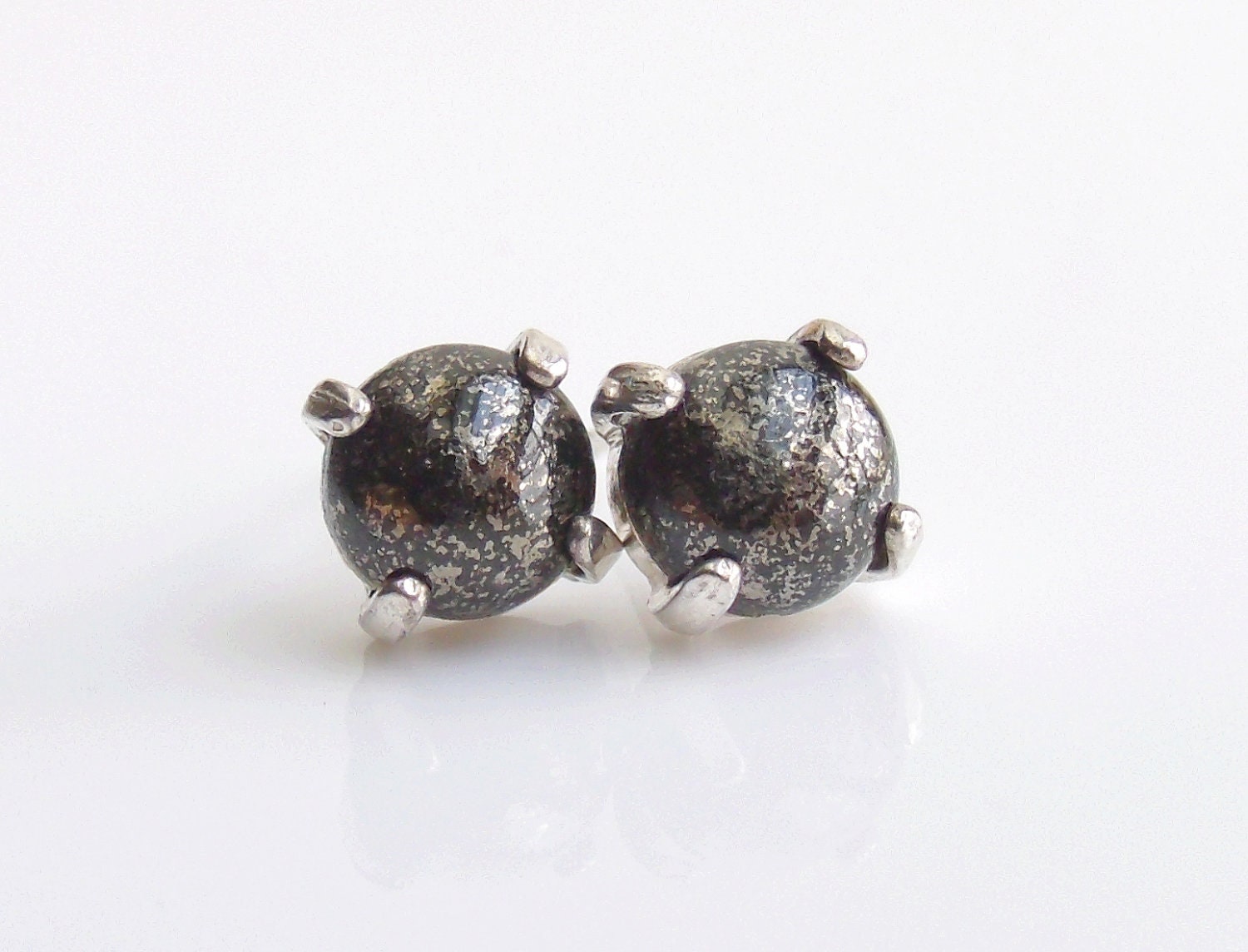 Pyrite Studs Sterling Silver Earrings 6mm