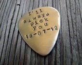 Hand stamped custom nickel silver guitar pick 22 gauge- custom gift with priority shipping upgrade
