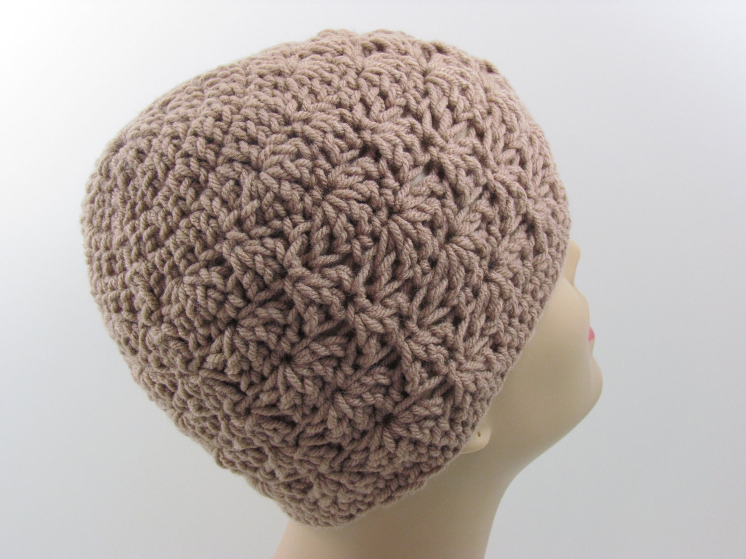 Crochet Girls Hat Beanie for Girls 2-7 Taupe Ready to Ship Direct Checkout