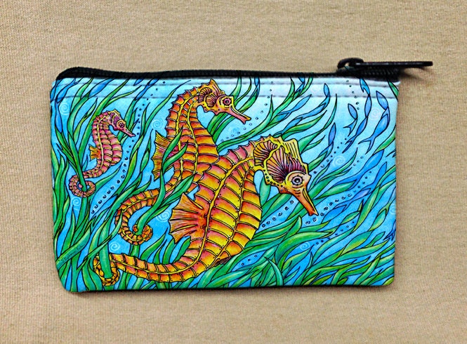 Seahorses, Coin Purse, Change Purse, Coin Bag