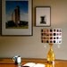 Lampshade made from vintage slides with amber glass base.