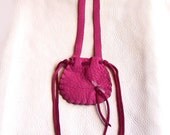 PINK  Leather Neck Pouch....Smooth