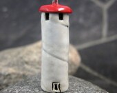 White Lighthouse...Stoneware Pendant / Ornament