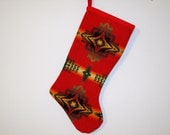 Christmas Stocking XL Wool Red Evening Star Horizontal Southwestern Geometric Tribal