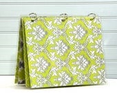 Planner Cover, 9 x 11, Green and Grey Damask