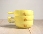 Vintage Sunny Yellow Glasbake Bowls with Handles