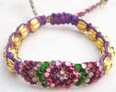 Rhinestone friendship bracelet crystal knotted bracelet macrame gold bracelet stack jewelry MADE TO ORDER