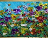 WILDFLOWERS Original Palette Knife Oil Painting on 8x6 canvas by LuizaVizoli