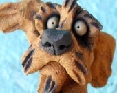 Tan Doodle Dog Lying on Back Sculpture