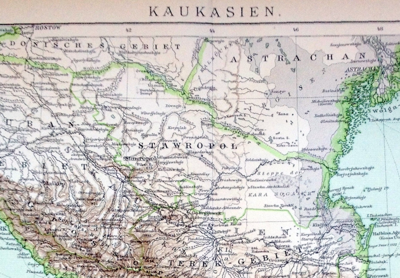 1894 German Antique Map of the Caucasus Region (Caucasia)