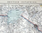 1894 German Antique Map of German East Africa