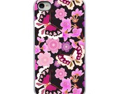 Japanese Style Butterfly Flowers with White, Black or Clear Sides iPhone Case - IPhone 4, 4s, 5 Hard Cover - artstudio54