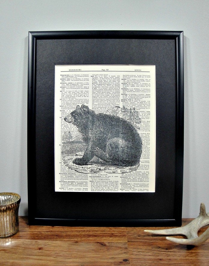 FRAMED Vintage Dictionary Print - Woodland Series - Bear