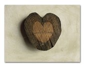 Rustic Heart 8x10 photograph earthy chocolate brown wood vintage look wall decor wedding gift