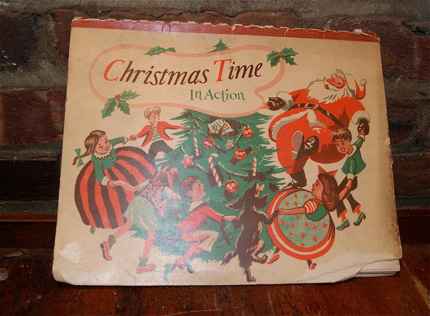 Vintage 1940's Christmas Time In Action Pop Up Book