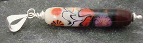 sunset tube shaped lampwork pendant