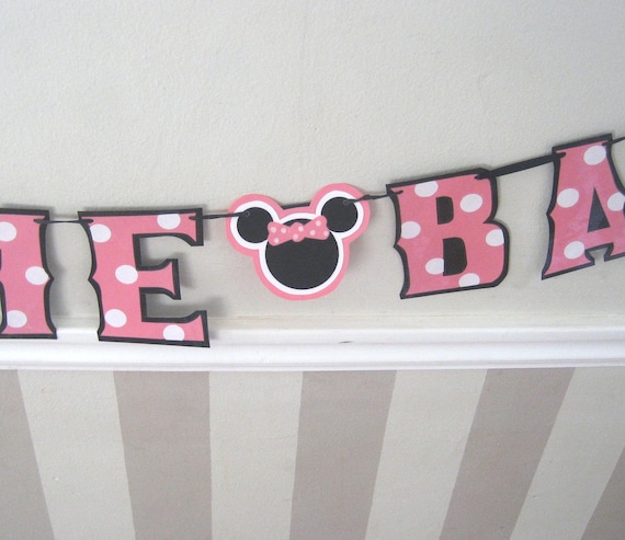 Baby Minnie WELCOME BABY Banner - Birth Announcement - Bubble Gum Pink Il_570xn