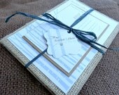 Rustic Burlap Birch Trees Love Birds with Bride and Groom love heart initials Wedding Invitation Set
