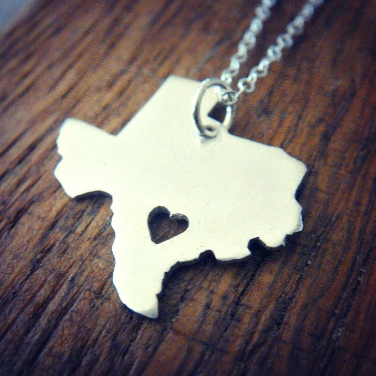 Sterling Silver Texas Love Necklace Heart is Made to Order