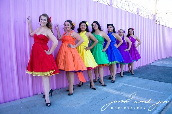 1950s Retro Convertible Dress with Petticoat ... Bridesmaids, VLV, Car Show, Wedding, Date Night, Cocktail Party