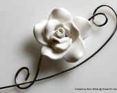Shawl Pin, Scarf Pin, Brooch - Medium White Rose