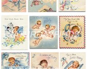 Baby Shower Small Cards No. 3 (of 5) Vintage Greeting Cards - Digital Collage Sheet INSTANT DOWNLOAD