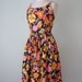 SALE 60s dress / orange floral print belted fitted waist sundress (l - xl)