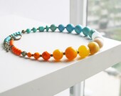 Statement Necklace Orange Yellow Blue Necklace Ombre Necklace