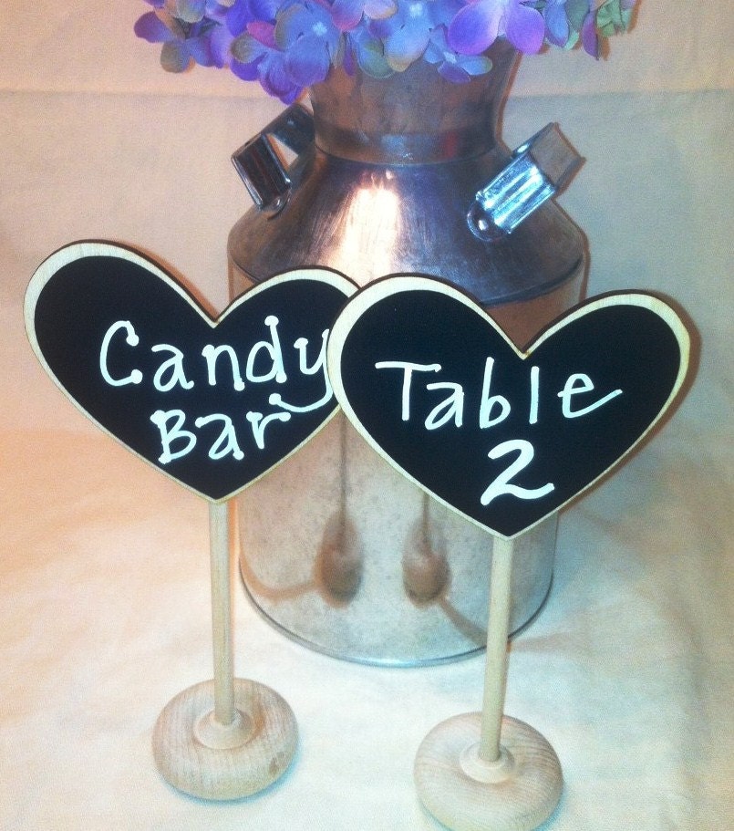 NEW Mini Chalkboard Stands HEART STYLE - Hostess Gift, Wedding Chalkboards, Rustic, Buffet Labels