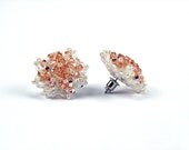 Snowflake - Swarovski Crystal Earring Bridal Wedding Ivory Peach Bead-woven Beaded