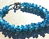 Christmas in July Turquoise Beadwork Bracelet Right Angle Bracelet CIJ XMAS in July - Lusmysticjewels