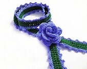 Pattern crochet lariat necklace scarf choker scarflette  witch flower brooch PDF n16