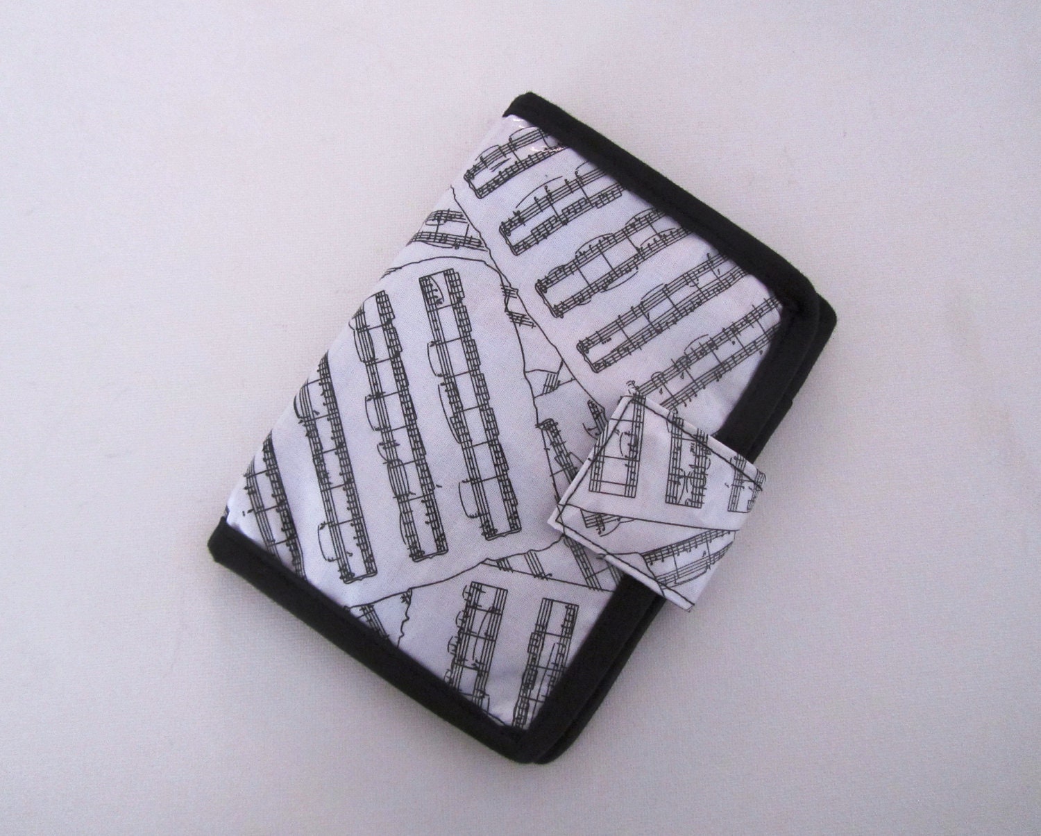 Fabric Bifold Billfold Wallet Purse music black and white vinyl laminate