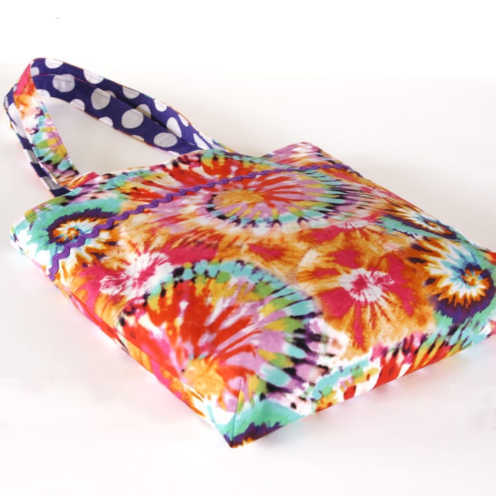 Little Girls Purse Girls Tote Fabric Tote Reversible Tote Tie Dye