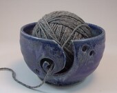 Yarn Bowl in  Blue Purple base with Lapis  thrown on Potter's Wheel