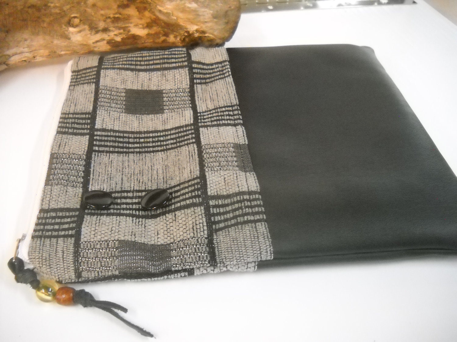 Foldover clutch -10x11- modern tapestry  fabric- - ref jo37