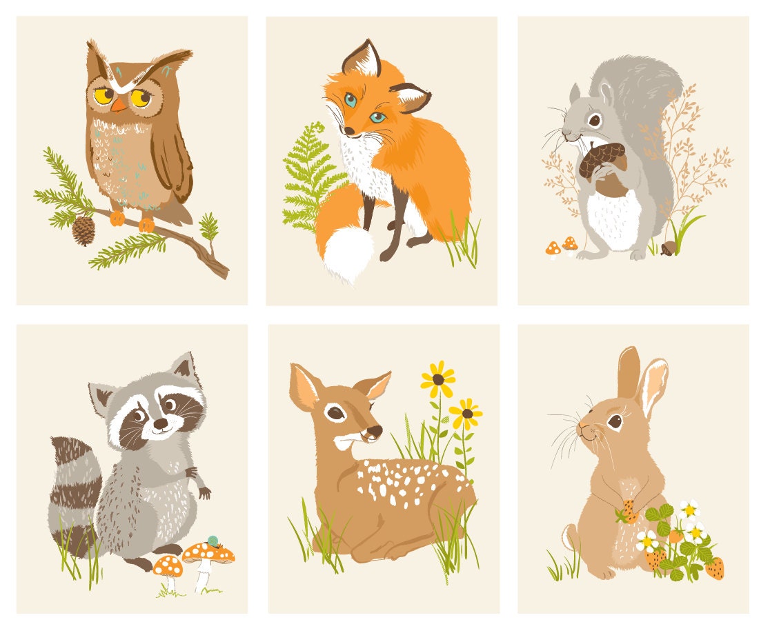 PRINT SET - Woodland Forest Friends