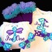 First Birthday Girl Outfit, Dragonfly, Purple, Turquoise, Lilac, Bodysuit, Bloomers, Legwarmers