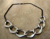 Chain Necklace - Silver and Gunmetal, Chunky Oversized Chain Links - Stellar Statement Necklace No. 3