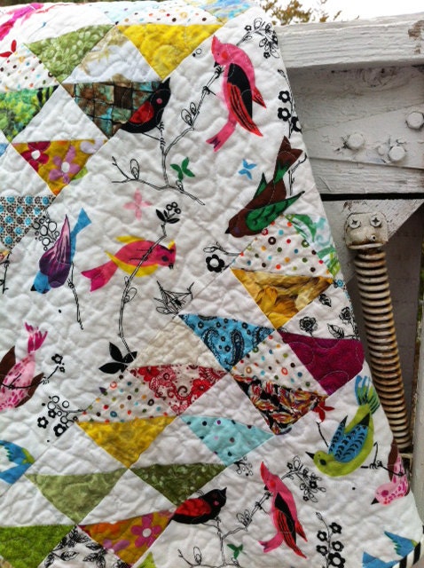 Baby Quilt- Baby Gift- Shower Gift- Bird Quilt- Birds