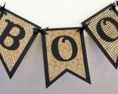 Antique, Vintage Inspired All Black BOO Banner / Garland, Halloween, party, decoration swag bunting
