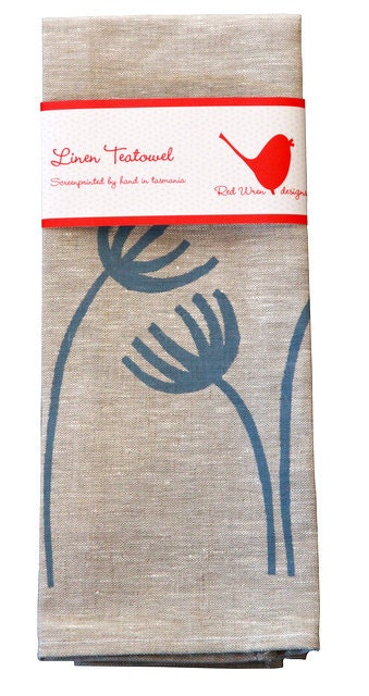 Linen Tea Towel - Wind Flowers