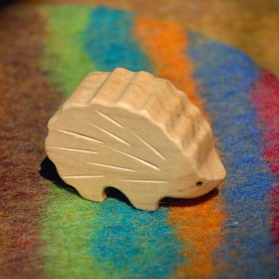 Carved Wooden HEDGEHOG Porcupine, Handmade Toy Animal, Waldorf Inspired