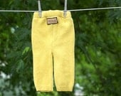 Upcycled Lambswool Longies in Soft Yellow Diaper Cover  Cloth Diaper Soaker  SMALL 3-6 Months