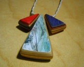 reversible recycled skateboard beaded necklace